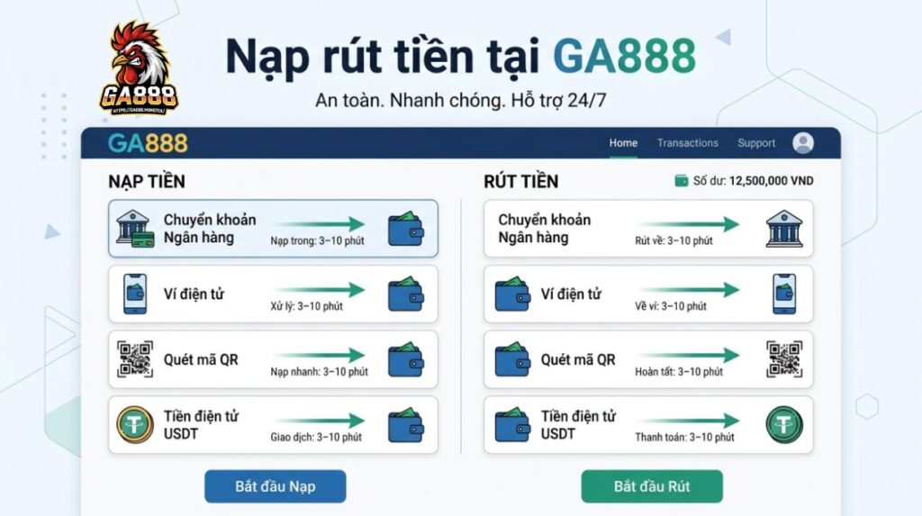 Nạp rút tiền tại GA888
