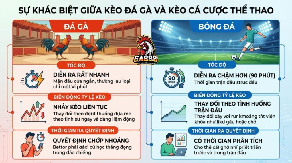 Sự khác biệt giữa kèo đá gà và kèo thể thao
