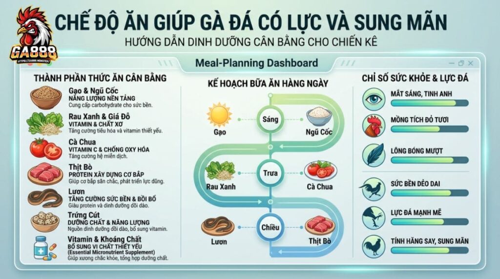 Chế Độ Ăn Giúp Gà Đá Có Lực Và Sung Mãn