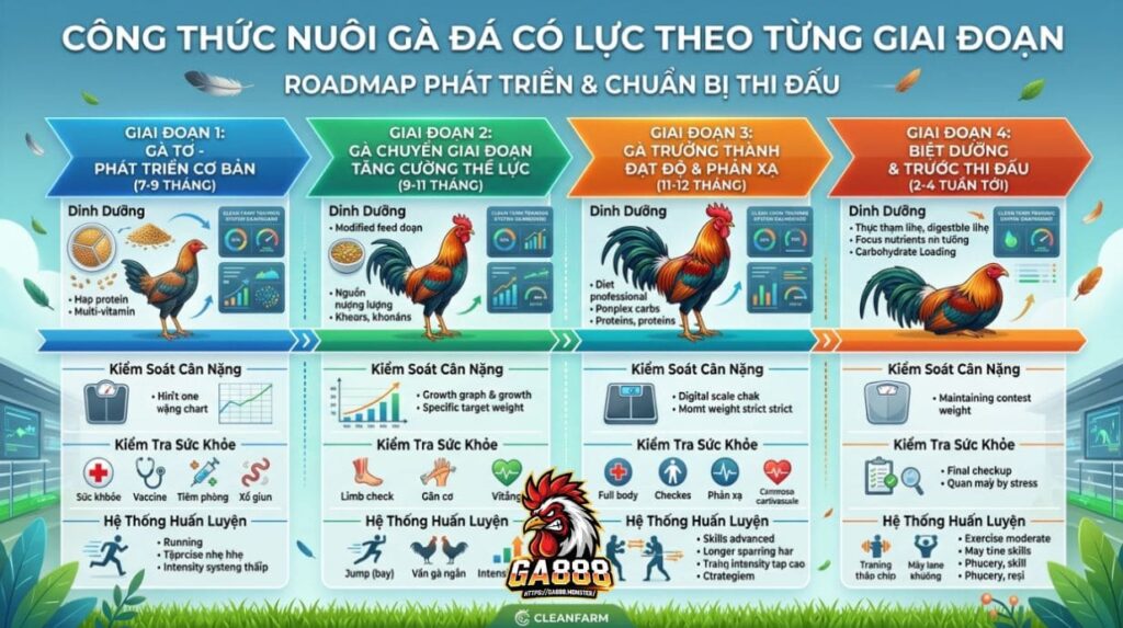 Công Thức Nuôi Gà Đá Có Lực Theo Từng Giai Đoạn