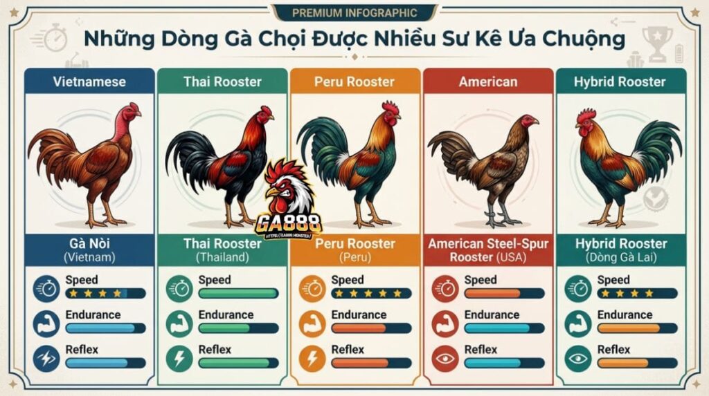 Những Dòng Gà Chọi Được Nhiều Sư Kê Ưa Chuộng